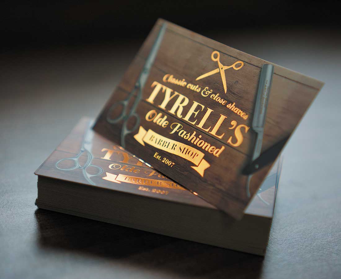 business cards with copper foil